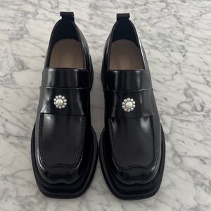 Simone Rochas * NEW* Black Loafers with Pearl Detail Size 39